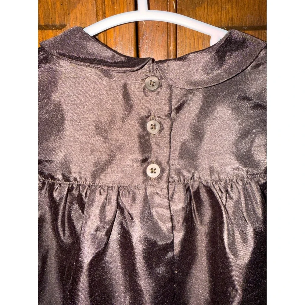 Gymboree Baby Girl Brown Smocked Dress Peter Pan Collar Floral Embroidery 6-12M